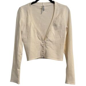 🖤 Tricot Joli Cropped Textured Button Front Sweater